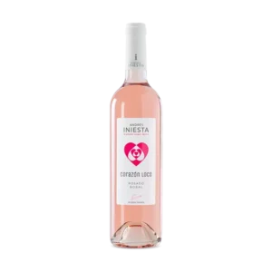 Botella de vino Corazón Loco Rosado de Bodega Andrés Iniesta